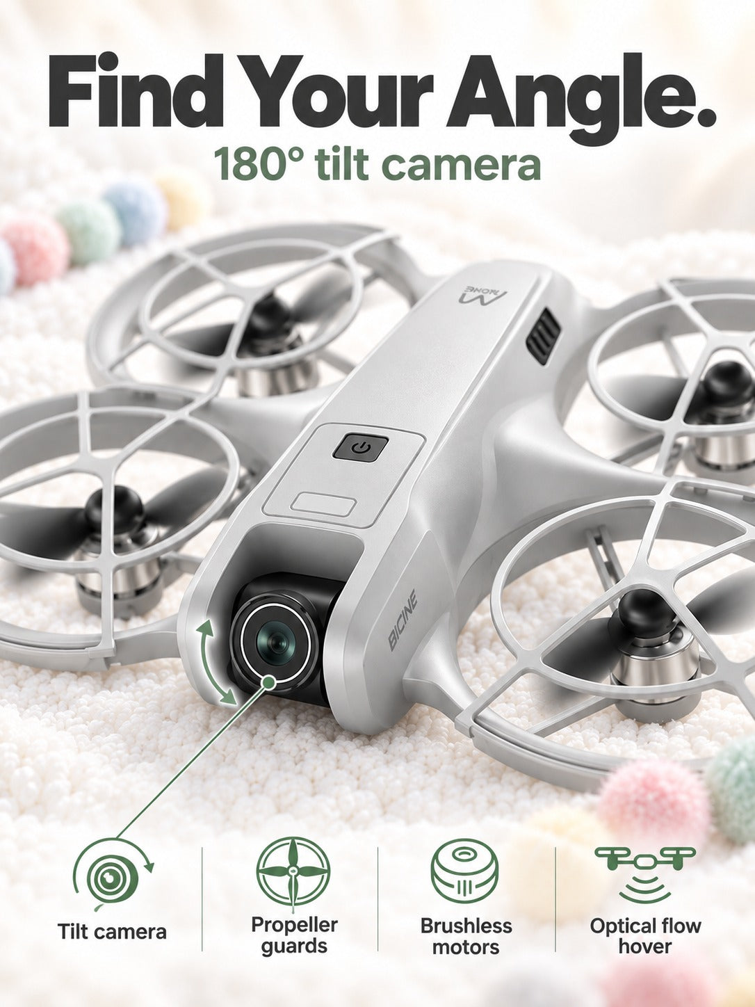 4-Axis Drone with 180° Camera and Optical Flow Hover