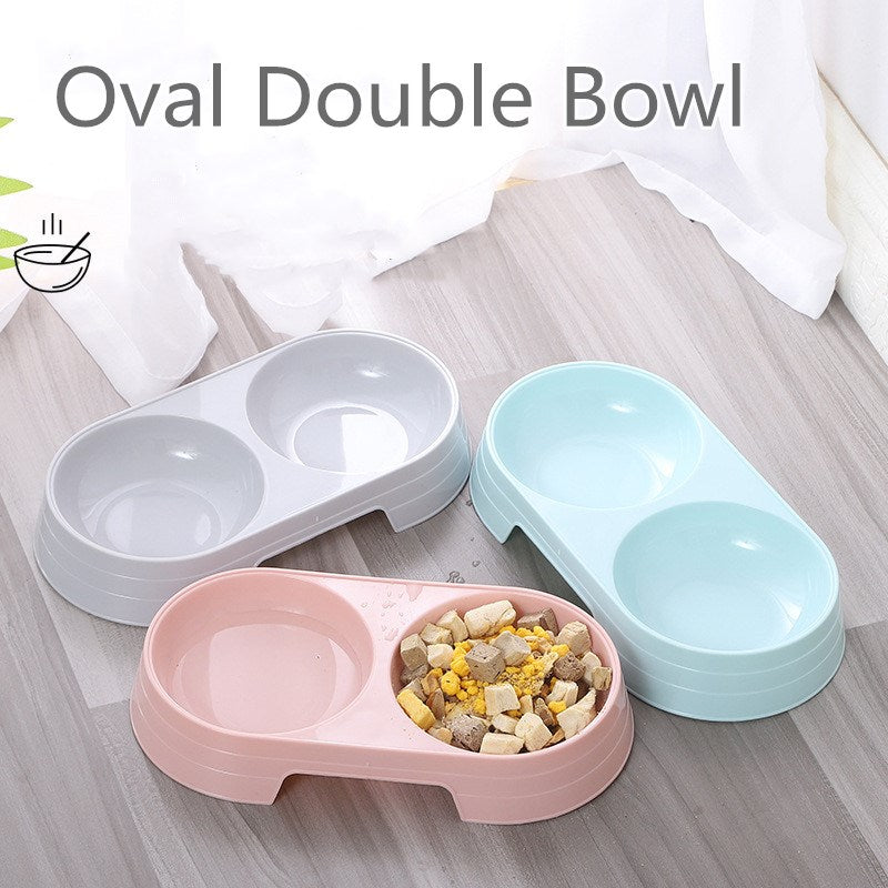 Double Pet Bowl Feeder for Cats & Small Dogs, Compact