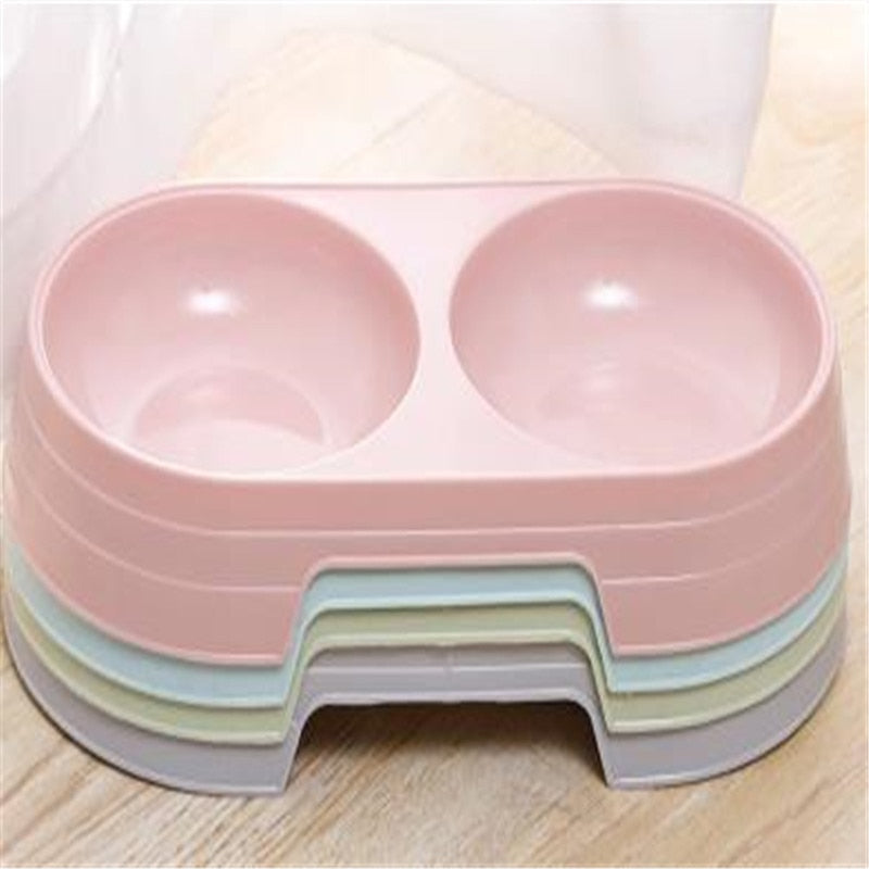 Double Pet Bowl Feeder for Cats & Small Dogs, Compact