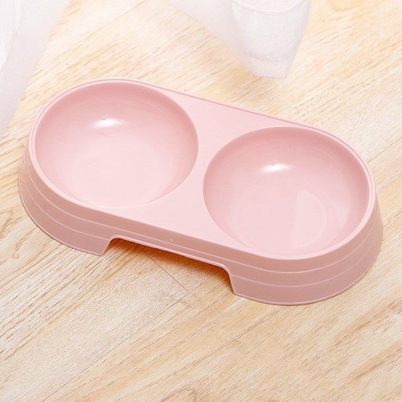 Double Pet Bowl Feeder for Cats & Small Dogs, Compact