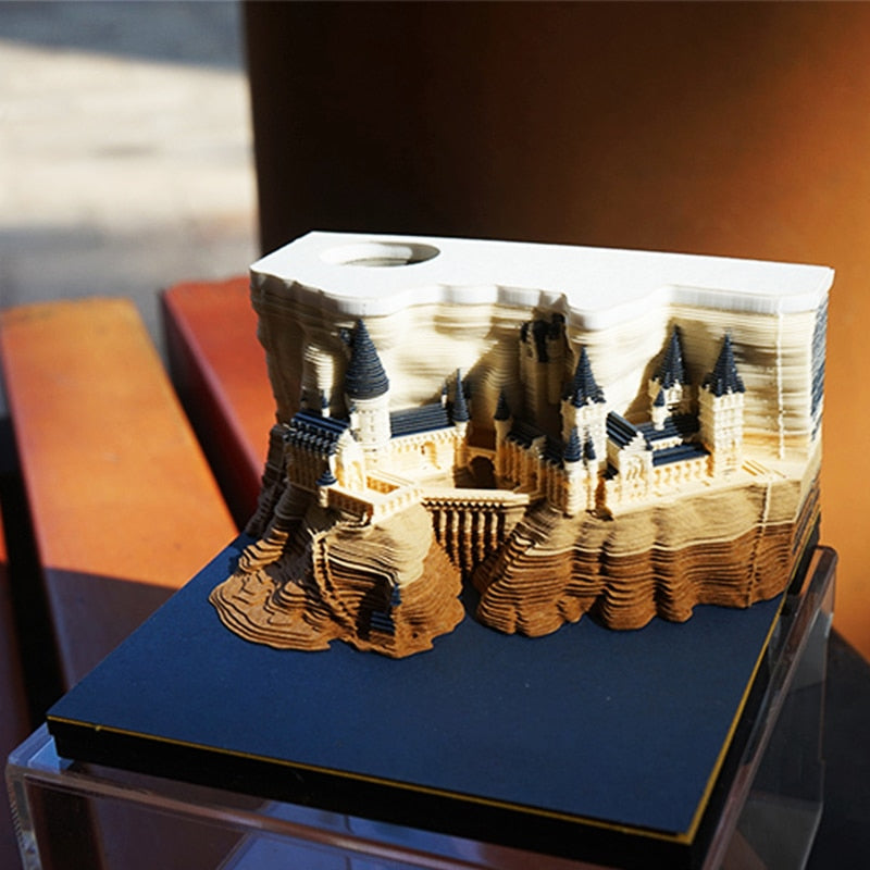3D Castle Notepad Calendar With Warm LED Desk Light