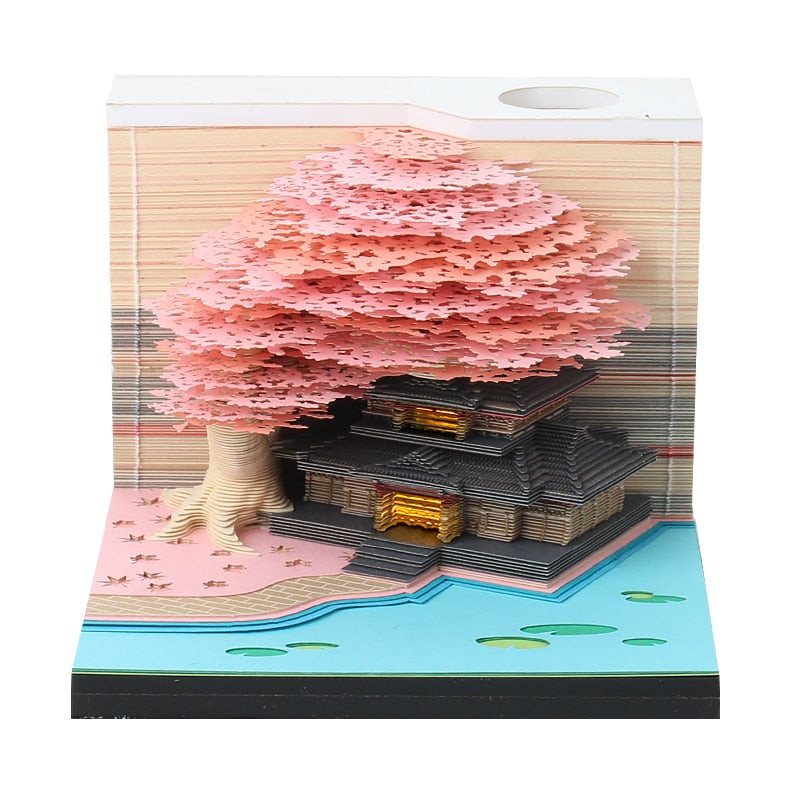 3D Castle Notepad Calendar With Warm LED Desk Light