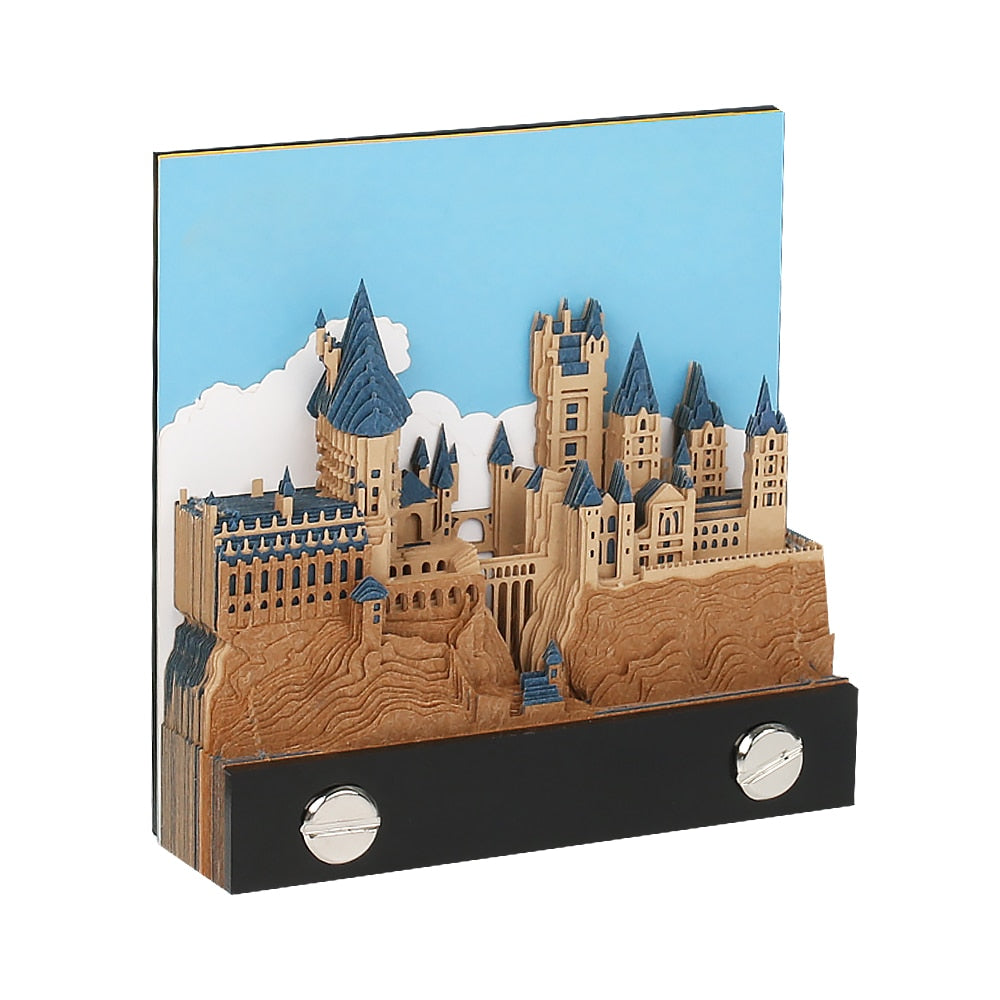 3D Castle Notepad Calendar With Warm LED Desk Light