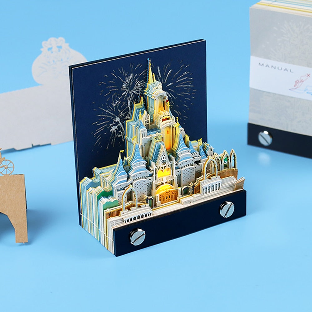 3D Castle Notepad Calendar With Warm LED Desk Light