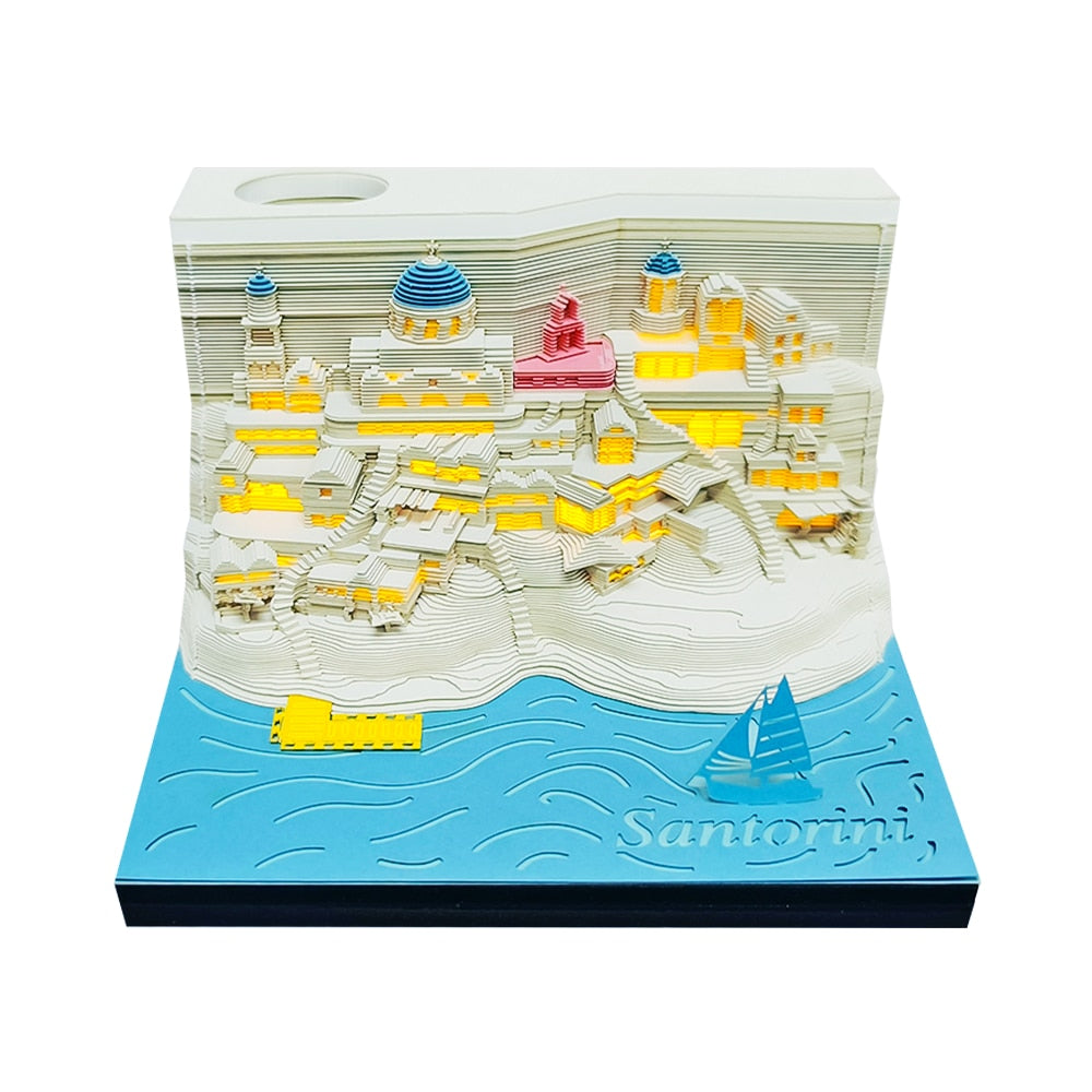 3D Castle Notepad Calendar With Warm LED Desk Light