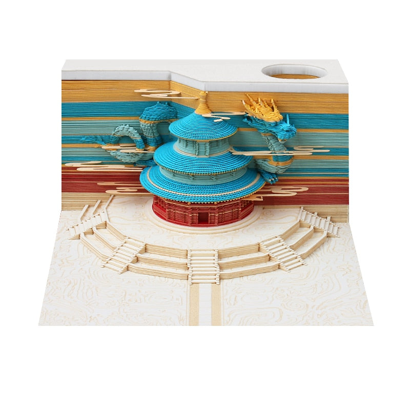 3D Castle Notepad Calendar With Warm LED Desk Light