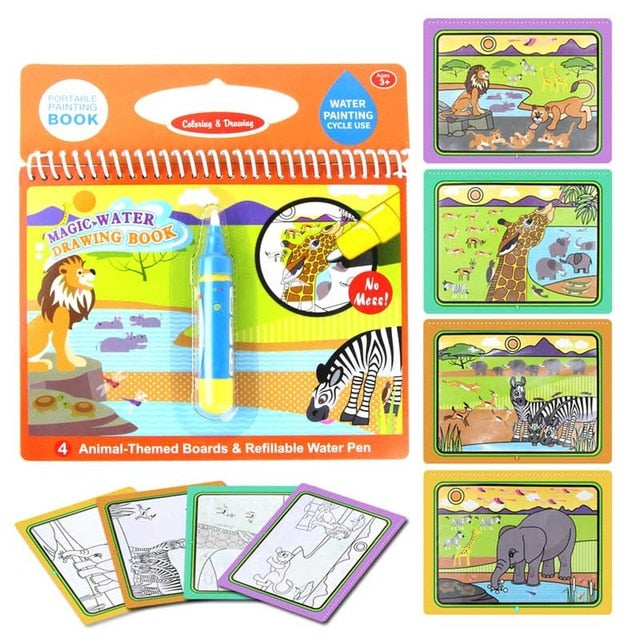 Magic Water Drawing Book for Mess-Free Reusable Fun