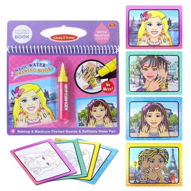 Magic Water Drawing Book for Mess-Free Reusable Fun