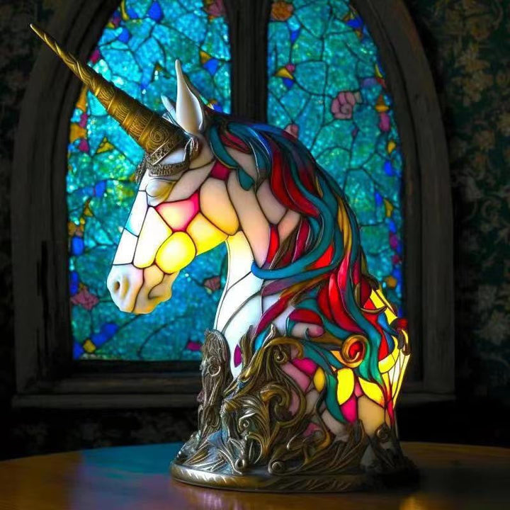 Glowing Stained Glass Animal Night Light Resin Decor