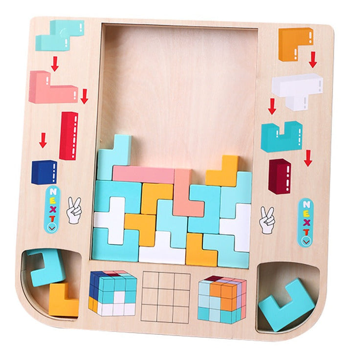 Wooden 2-in-1 Puzzle Board for Kids’ Spatial Play