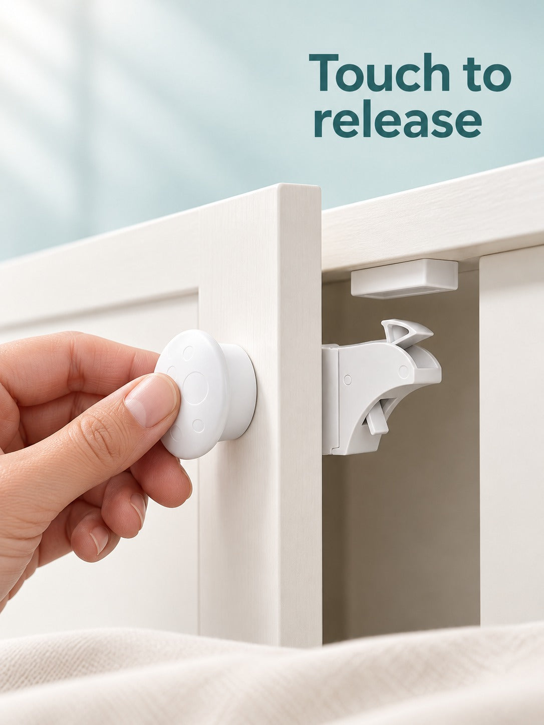 Magnetic Baby Cabinet Lock, No-Drill Child Safety Latch