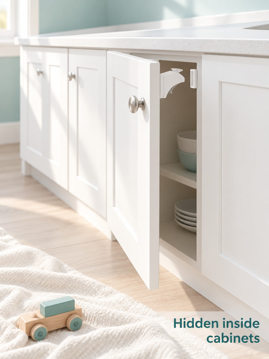 Magnetic Baby Cabinet Lock, No-Drill Child Safety Latch