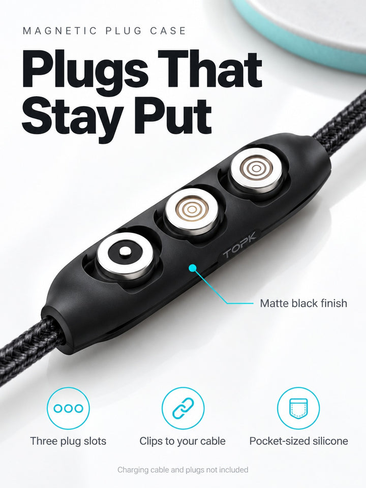 Magnetic Cable Plug Storage Case, Pocket-Sized Silicone