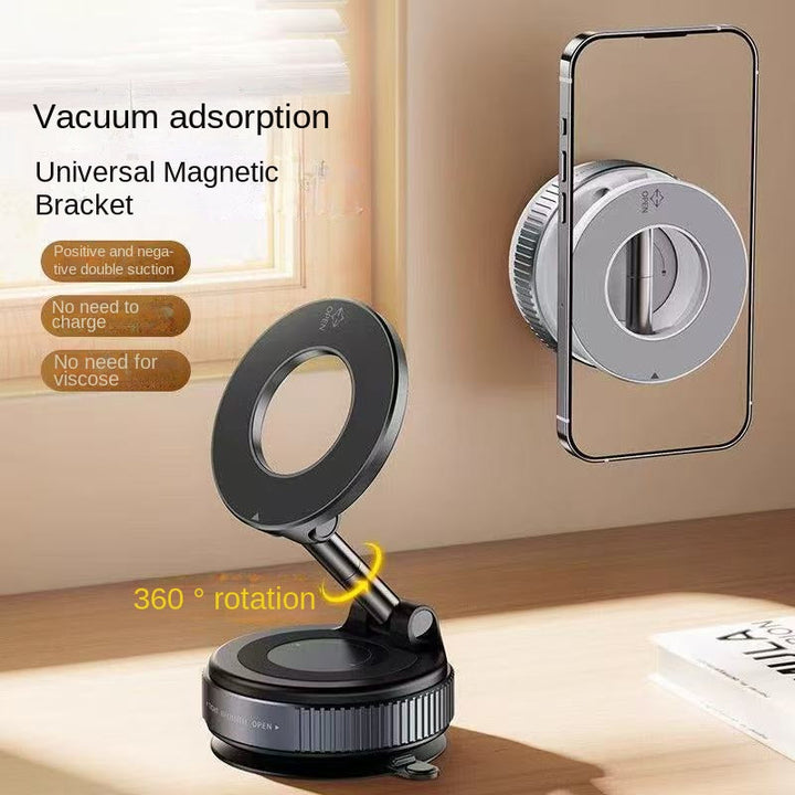 Magnetic Car Phone Mount: Vacuum Suction, 360° Spin