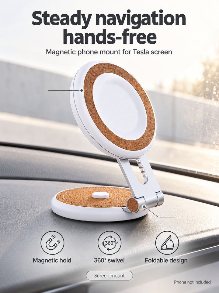 Magnetic Car Phone Mount for Tesla Screen, 360° Swivel