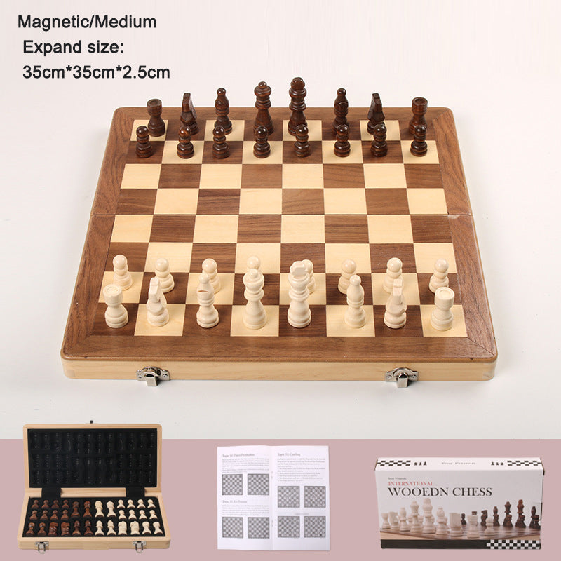 Magnetic Chess Set: Folding Solid Wood Board for Travel