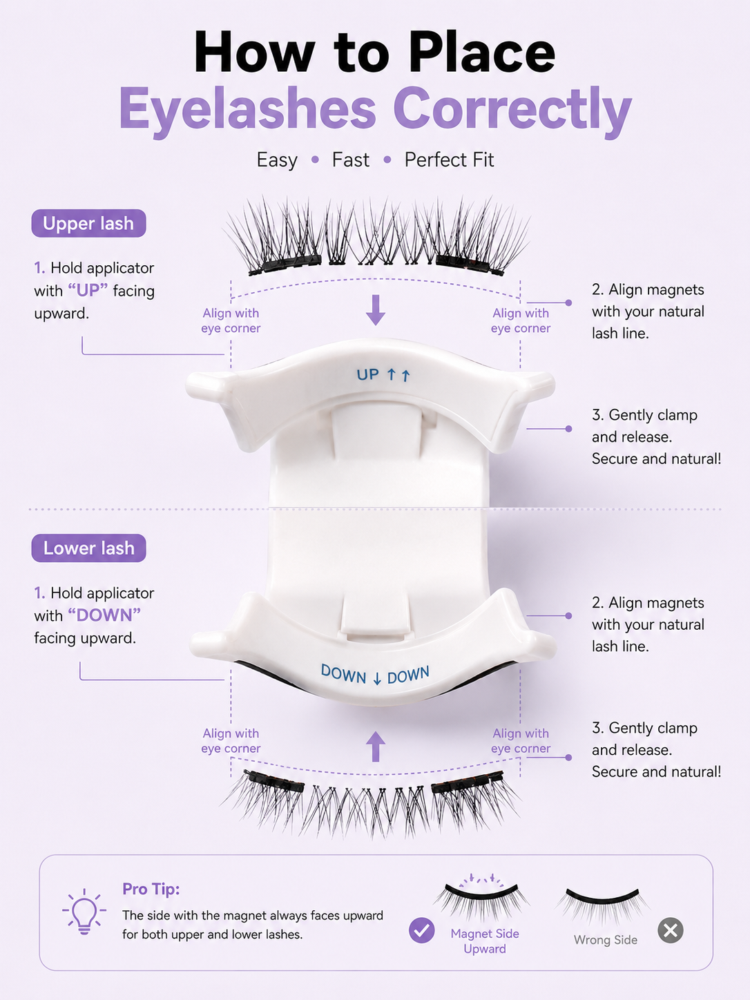Magnetic Eyelash Kit — 5 Pairs, No Glue Applicator