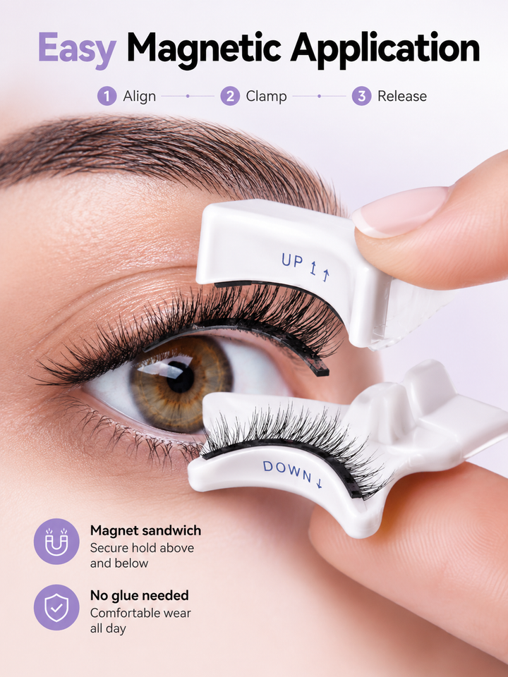 Magnetic Eyelash Kit — 5 Pairs, No Glue Applicator