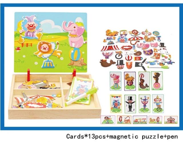 Magnetic Puzzle Toy Wooden Box for Creative Story Play