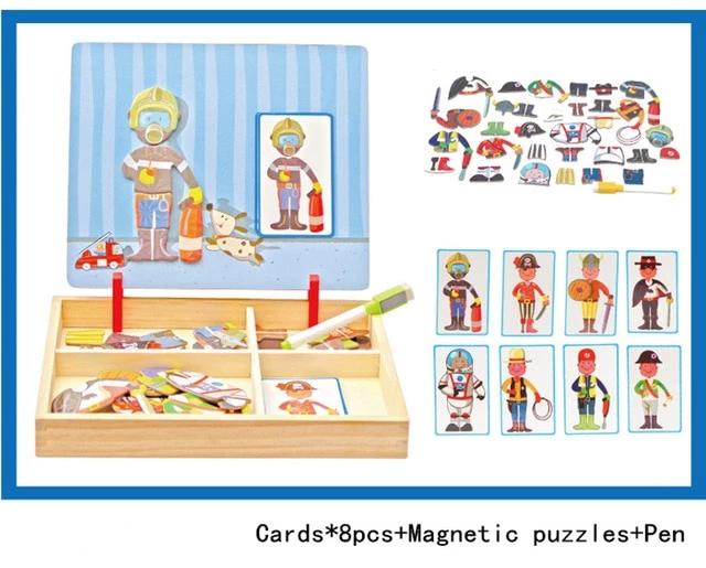 Magnetic Puzzle Toy Wooden Box for Creative Story Play