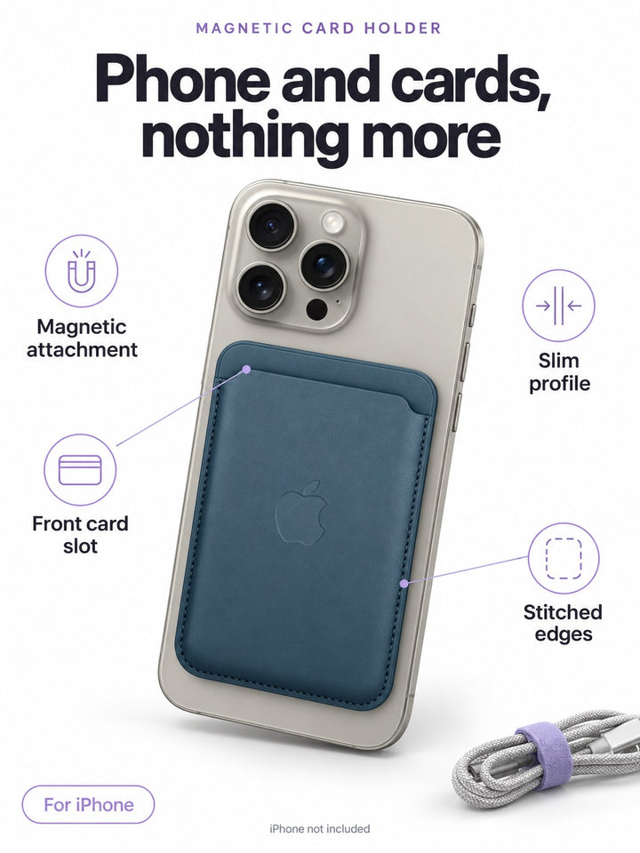 Magnetic iPhone Card Holder Slim Wallet for iPhone 12-15