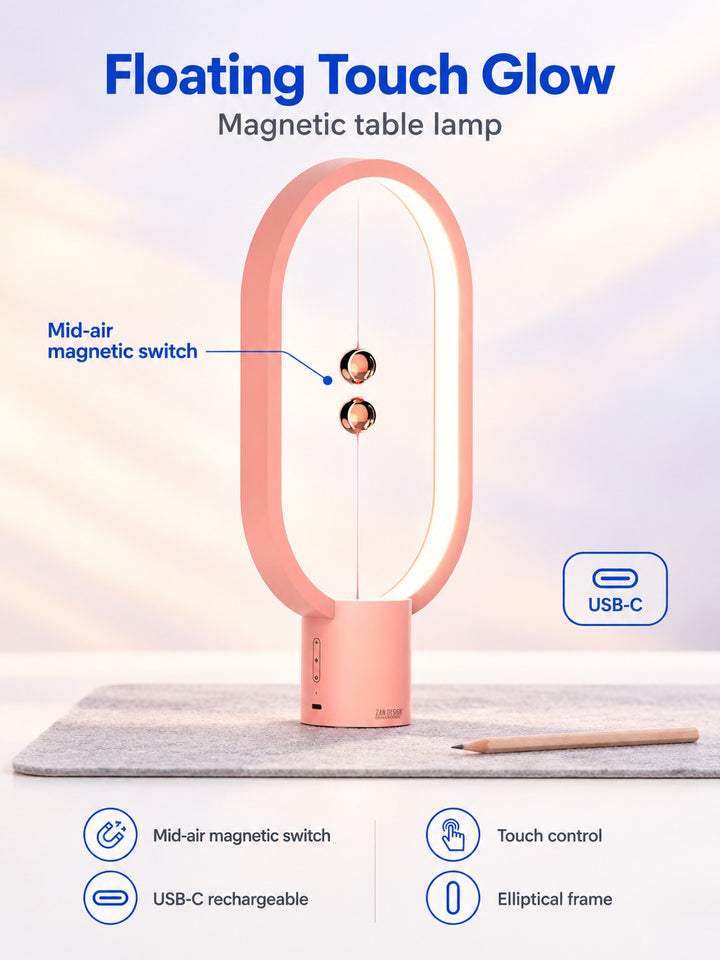 Magnetic Mid-Air Switch Table Lamp, USB-C Rechargeable