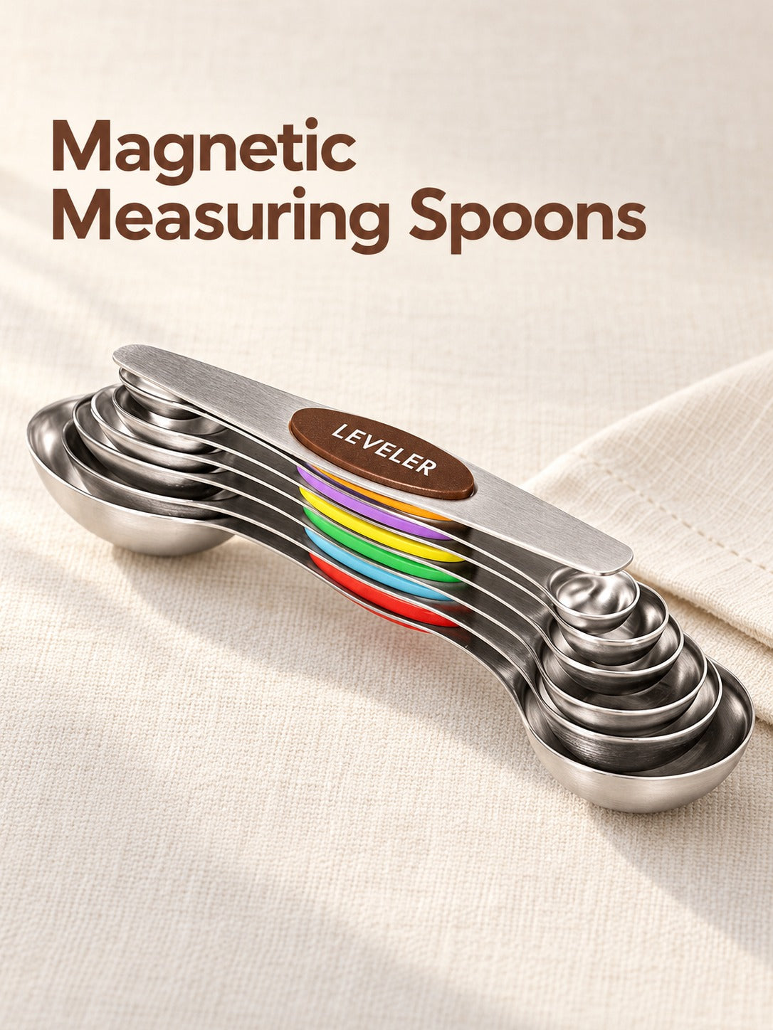 Magnetic Measuring Spoon Set, 7 Stainless Steel Pieces