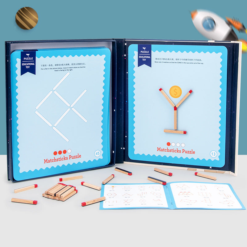 Wooden Matchstick Puzzle Game for Spatial Reasoning