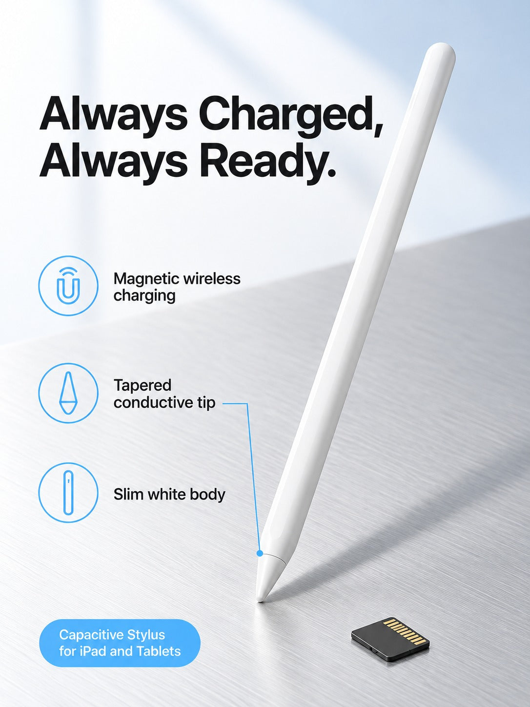 Magnetic Wireless Charging Stylus for iPad & Tablets