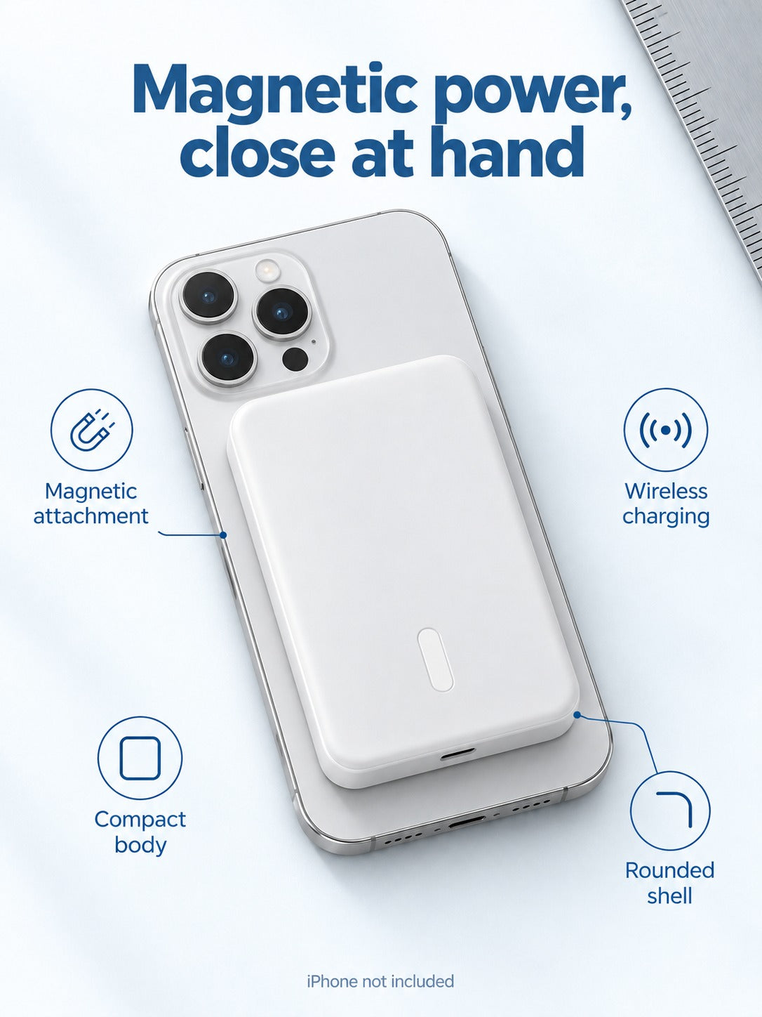 Magnetic Wireless Power Bank for iPhone, Slim & Portable