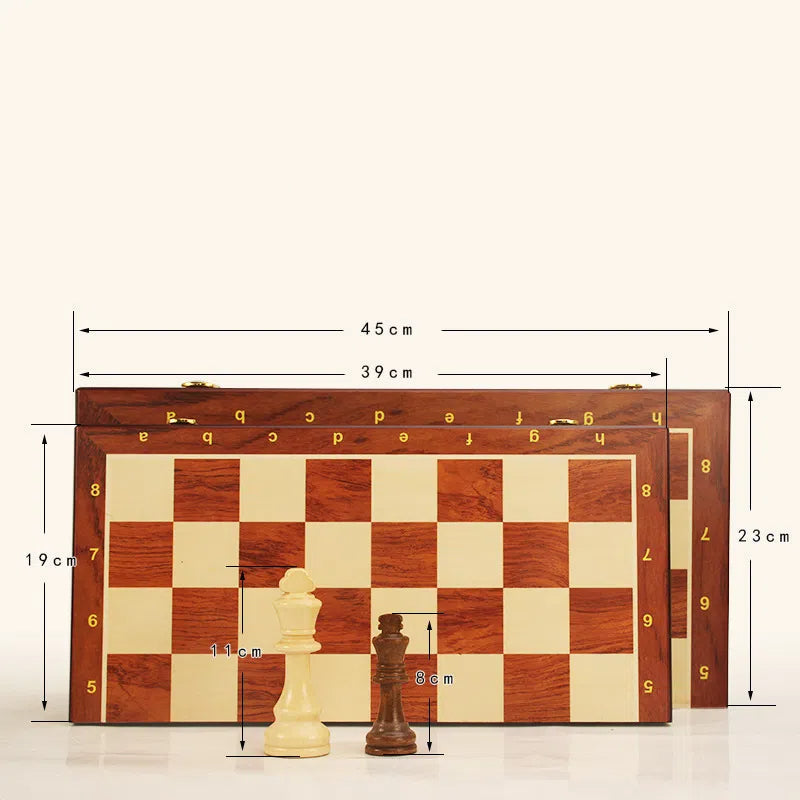 Magnetic Wood Chess Set with Folding Storage Board