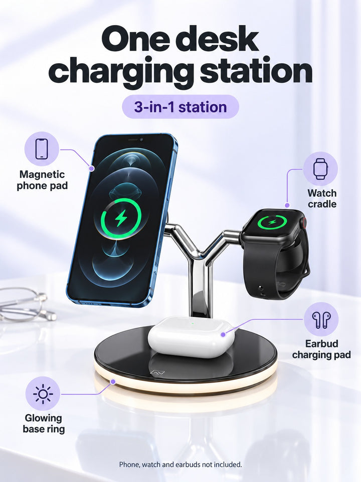 3-in-1 MagSafe-Style Wireless Charging Station for iPhone