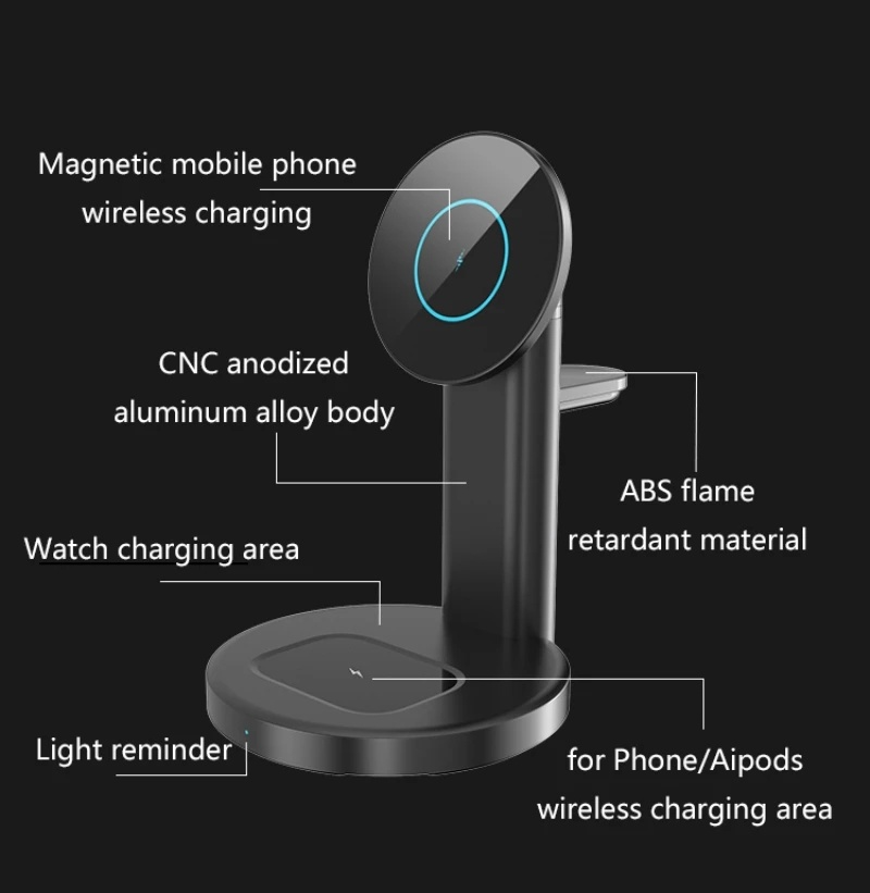 3-in-1 Magnetic Wireless Charger Stand for iPhone