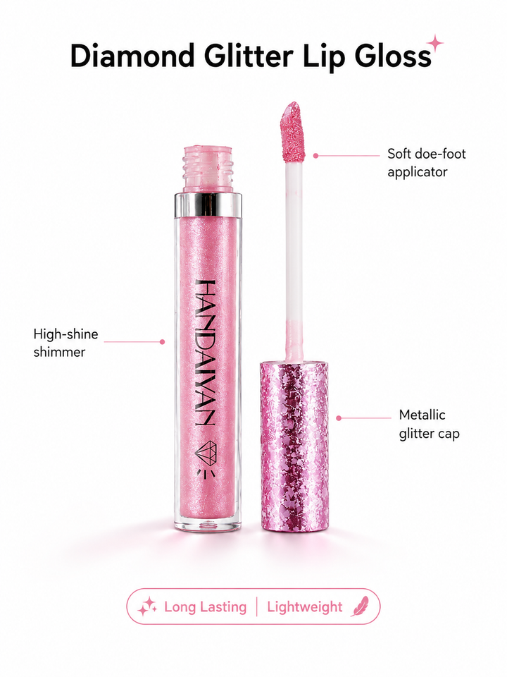 Diamond Glitter Lipgloss — 6 Metallic Shades | Long-Wear