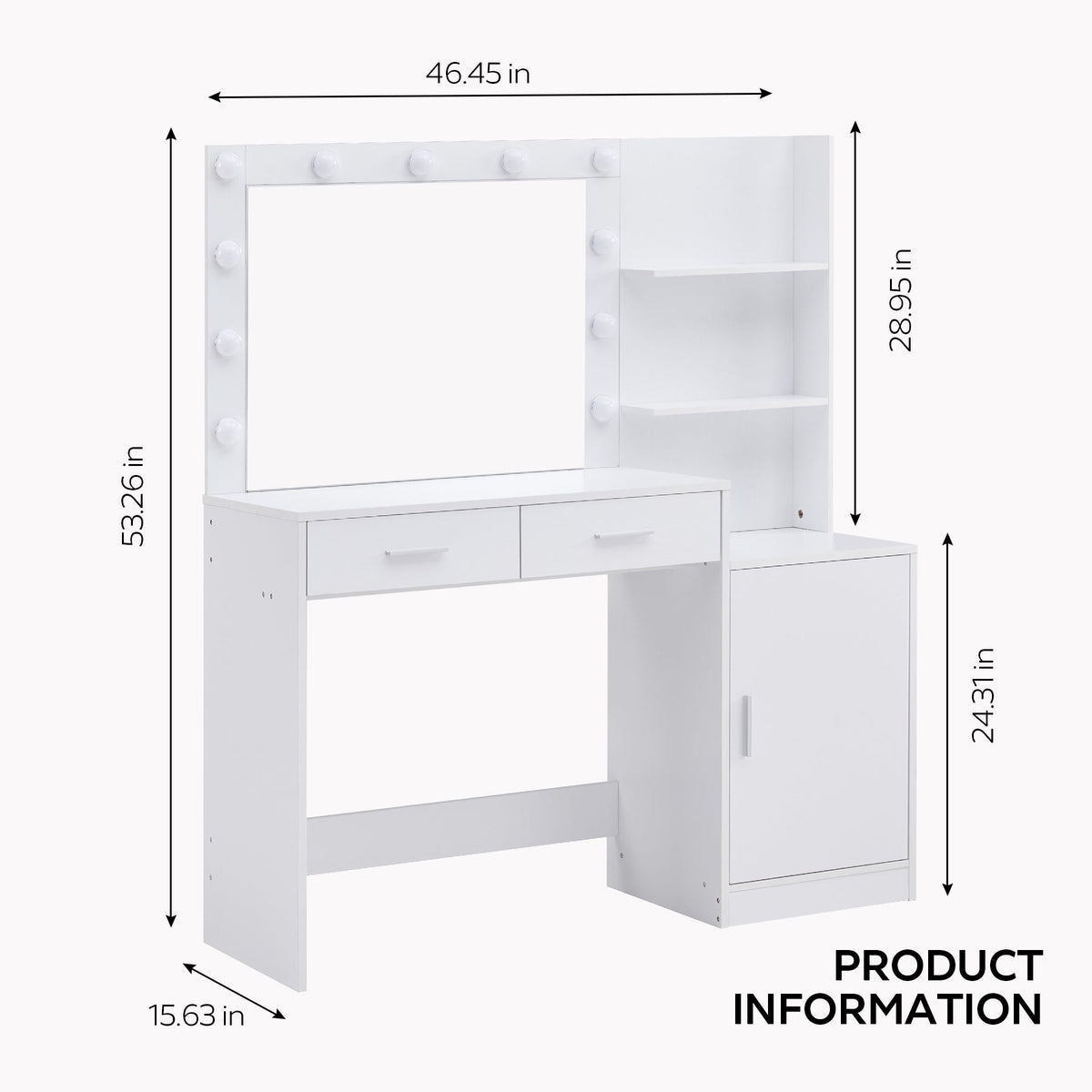 Makeup Vanity Desk with Lighted Mirror and Storage