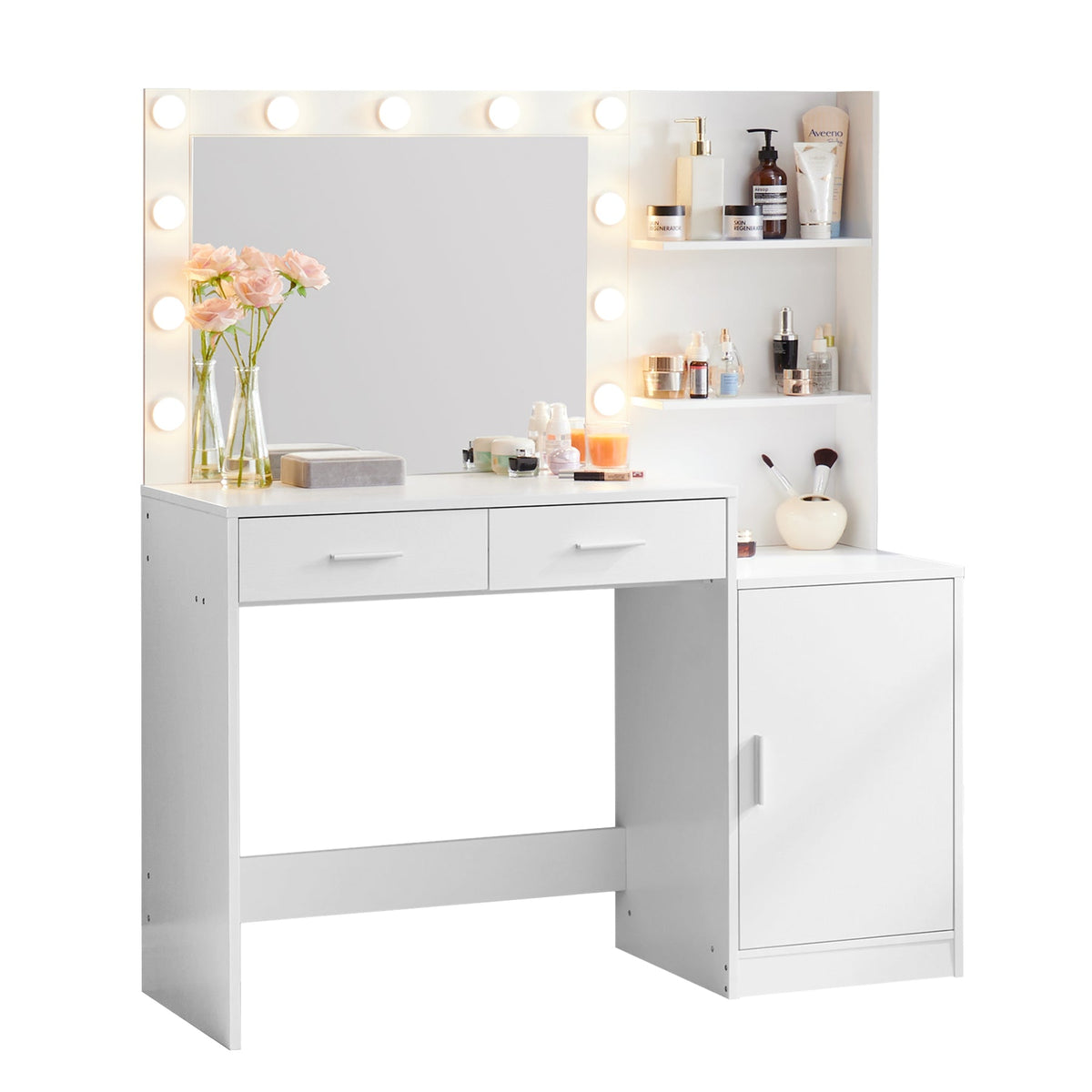 Makeup Vanity Desk with Lighted Mirror and Storage