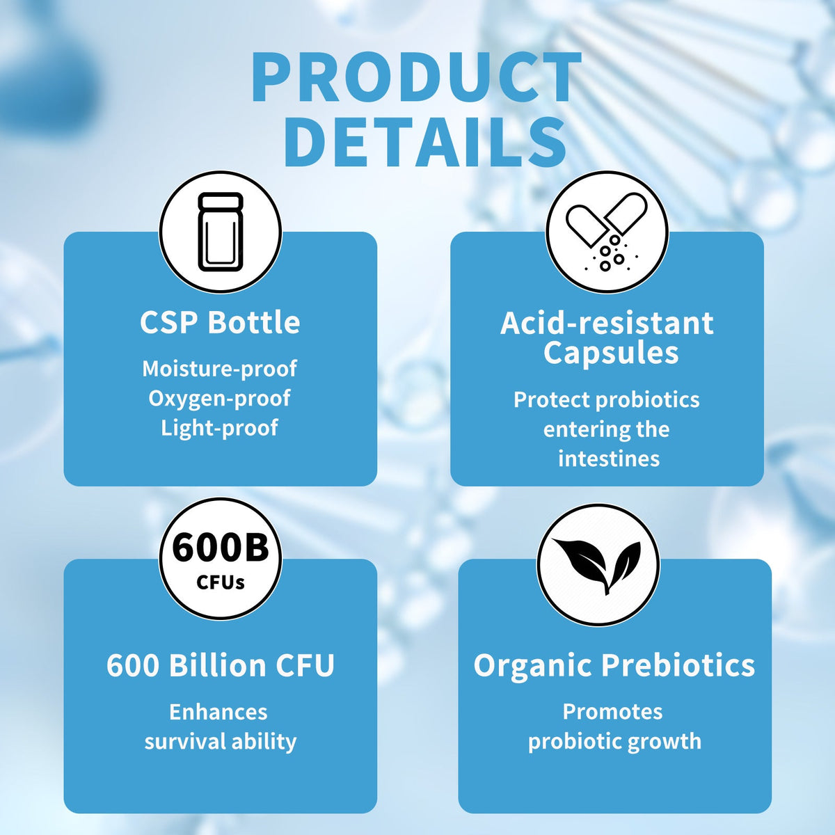 Daily Probiotic Capsules 600 Billion CFU for Gut Health