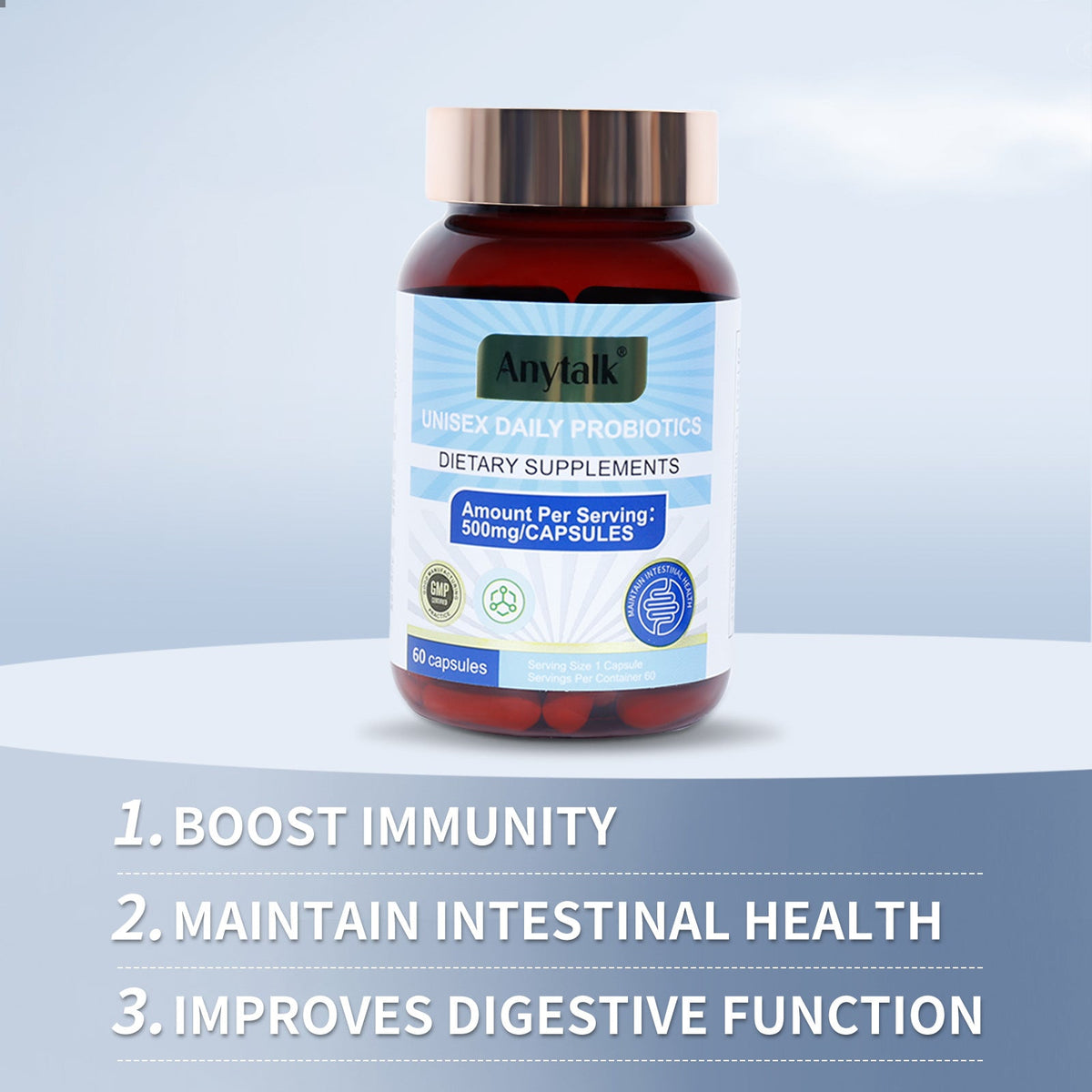 Daily Probiotic Capsules 600 Billion CFU for Gut Health