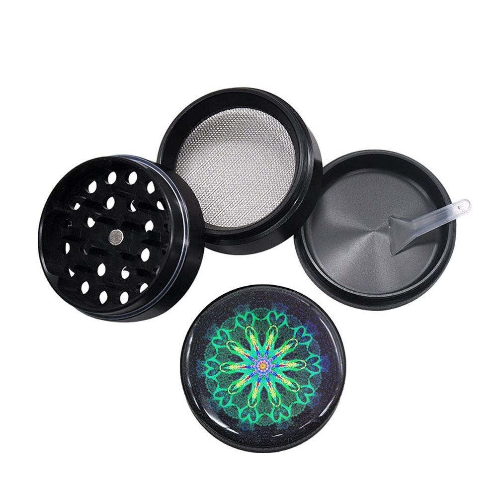 Mandala Aluminum Herb Grinder 50mm with Magnets & Mesh