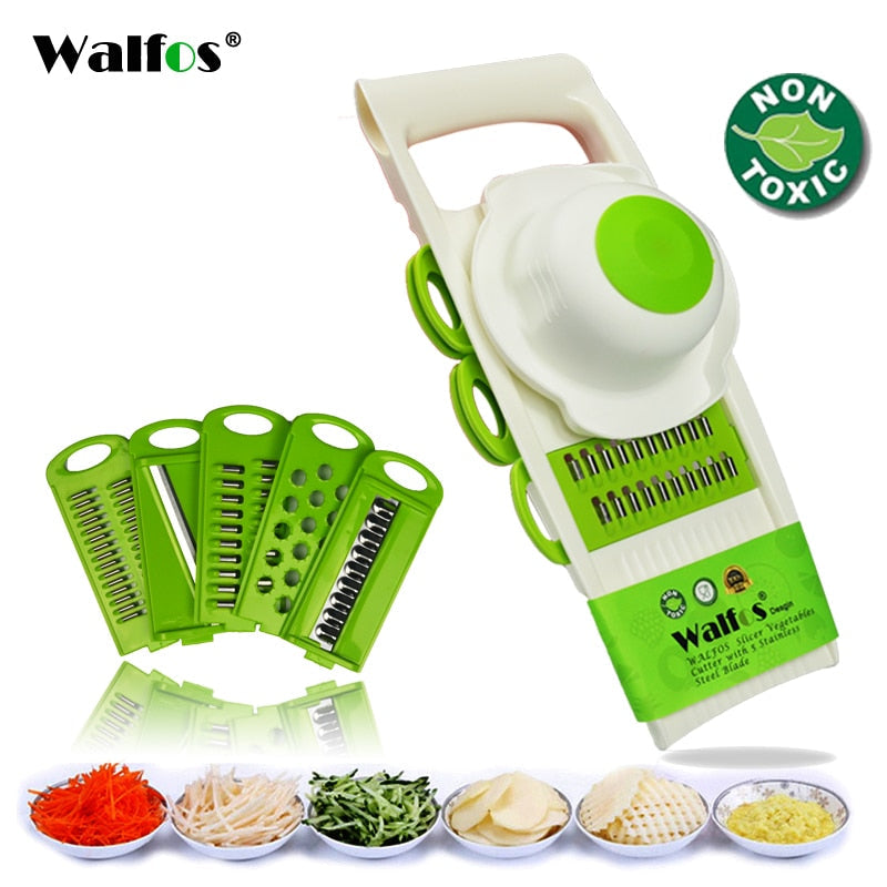 Mandoline Vegetable Slicer with 5 Stainless Steel Blades