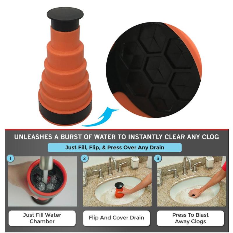 Manual Clog Cannon Drain Blaster for Sinks and Tubs