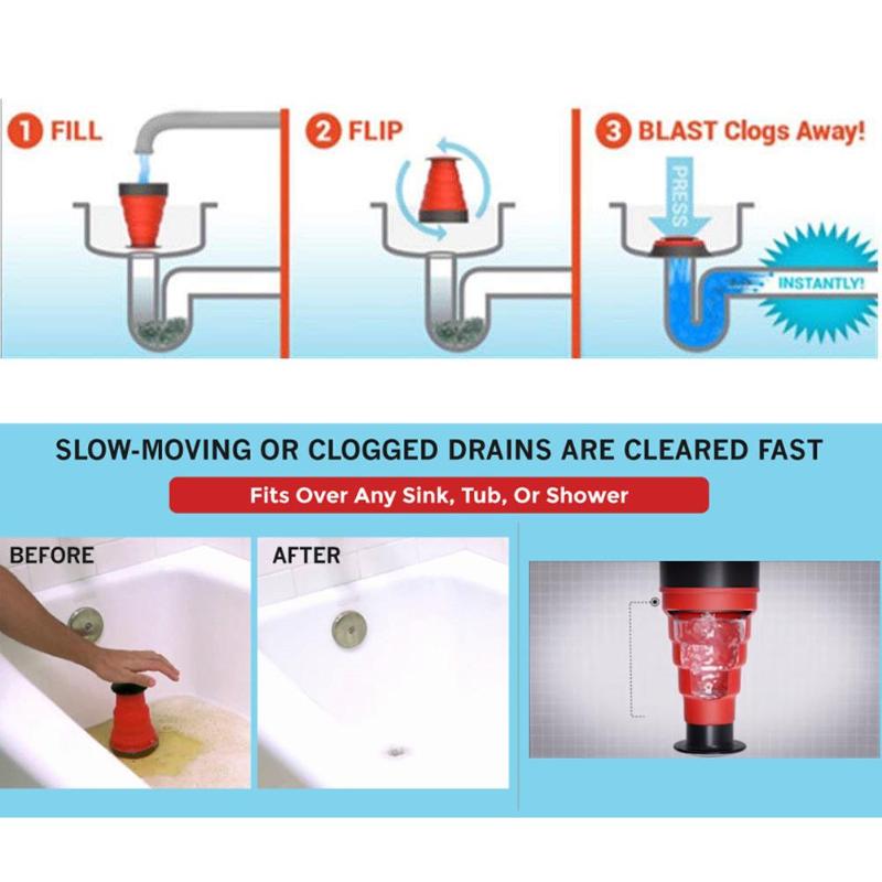 Manual Clog Cannon Drain Blaster for Sinks and Tubs