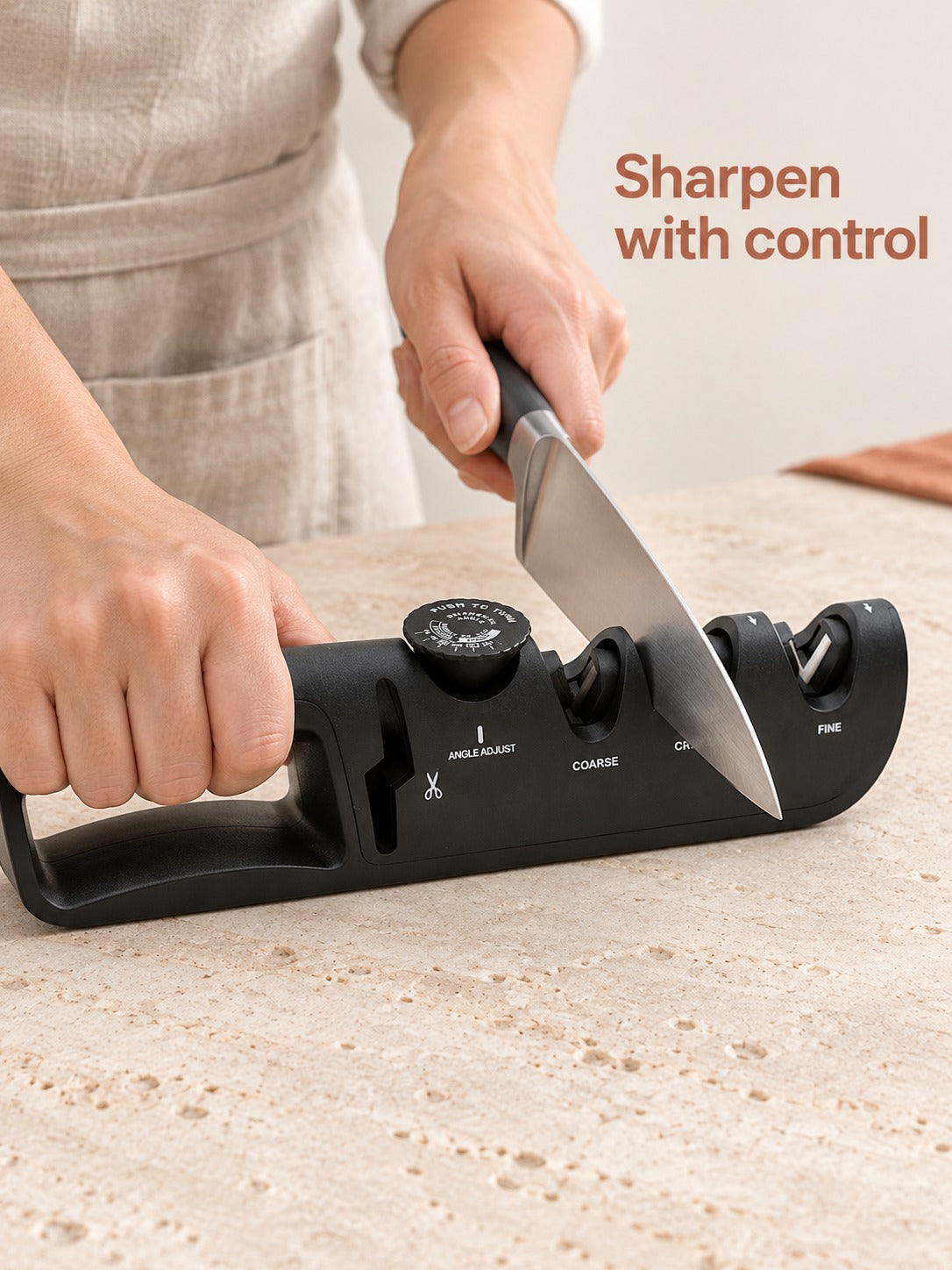 Manual Knife Sharpener, 4 Stages & Adjustable Angles