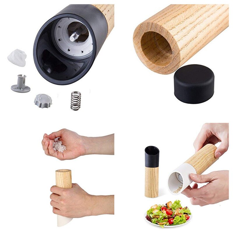 Wooden Salt and Pepper Grinder with Adjustable Coarseness