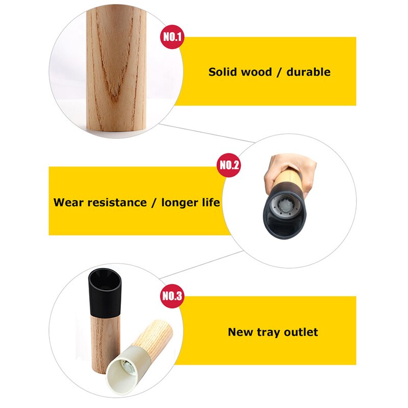 Wooden Salt and Pepper Grinder with Adjustable Coarseness