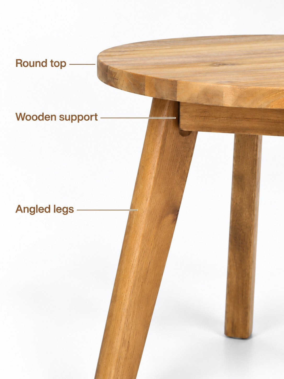 Round Wooden Side Table for Sofa, Compact Design