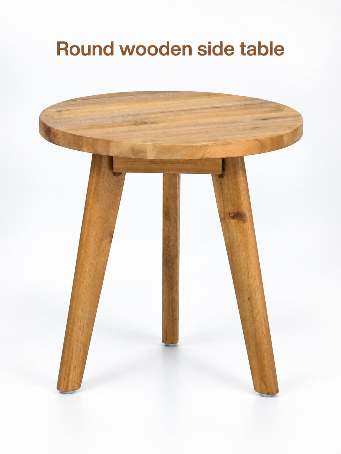 Round Wooden Side Table for Sofa, Compact Design