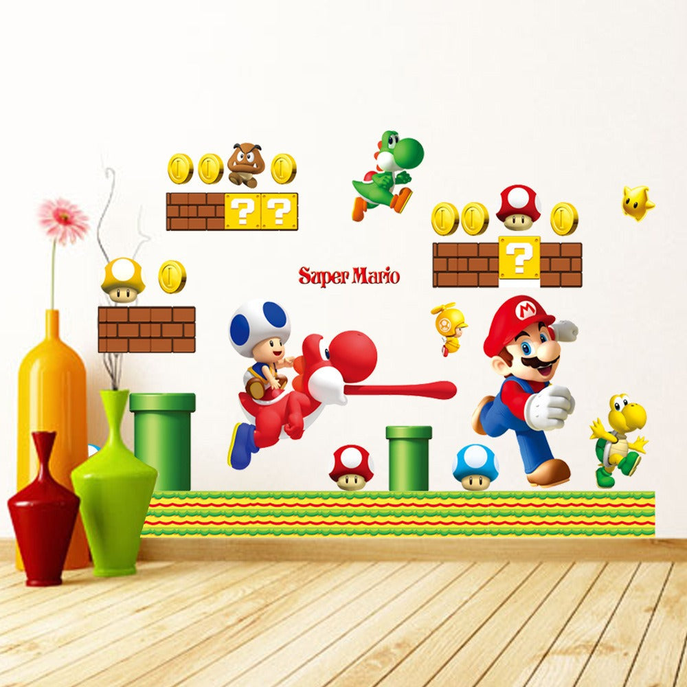 Mario Wall Stickers for Kids' Room: Peel-and-Stick Decor