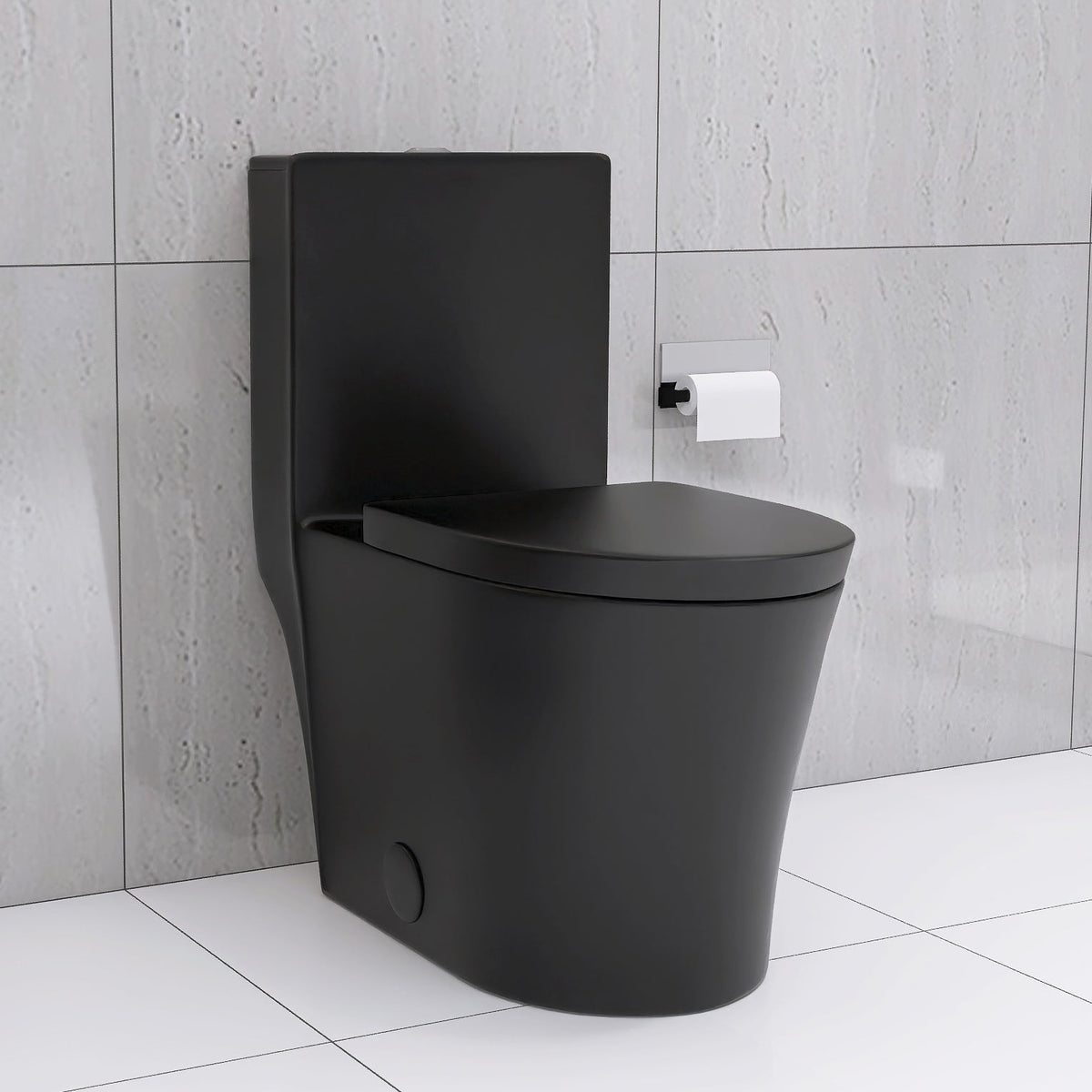 Matte Black Dual Flush Toilet With Water-Saving Design