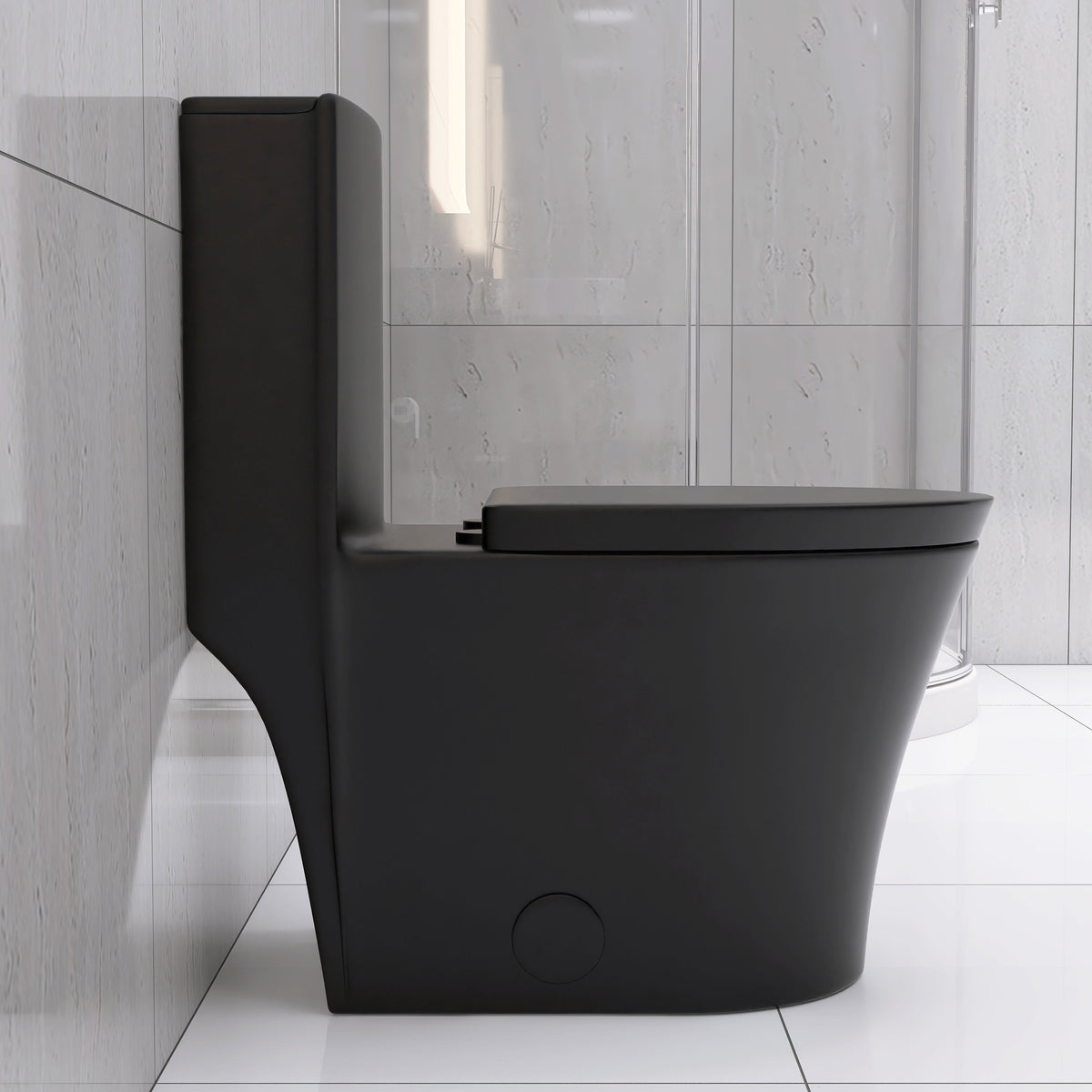 Matte Black Dual Flush Toilet With Water-Saving Design